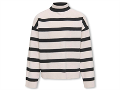 Kids ONLY birch/black striped loose high neck knit sweater